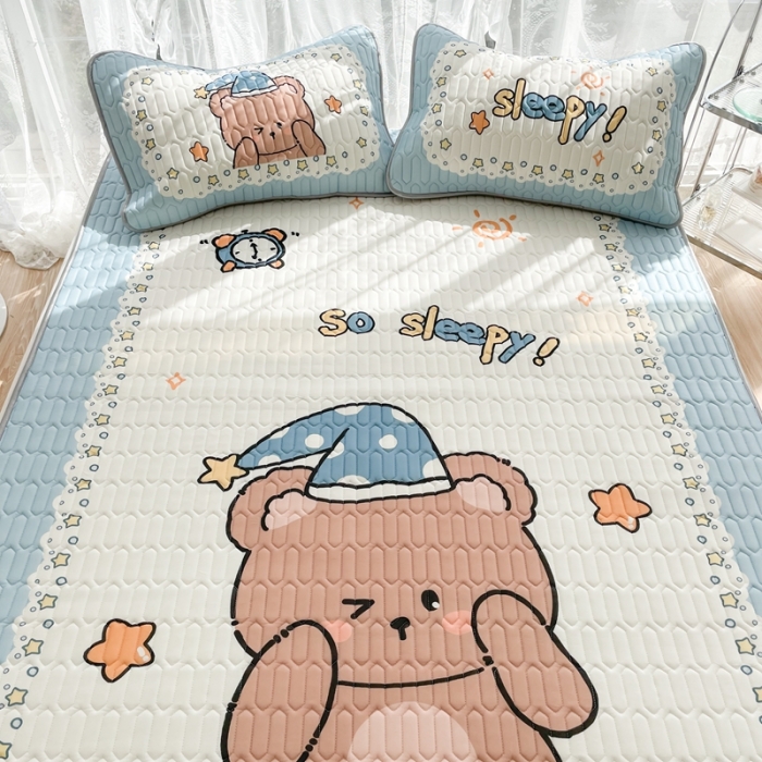 91家纺网 家纺一手货源 找家纺 慕尚 2025新款大版乳胶凉席 开心熊宝