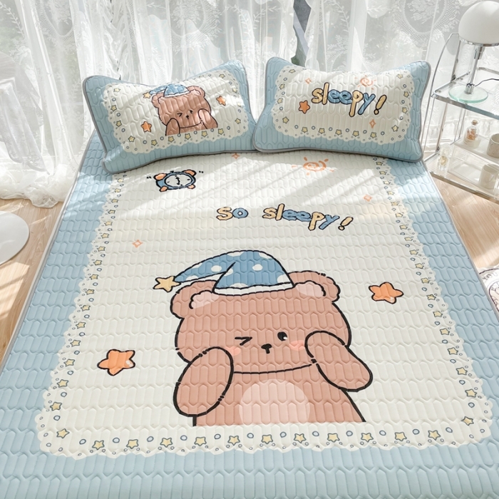 91家纺网 家纺一手货源 找家纺 慕尚 2025新款大版乳胶凉席 开心熊宝