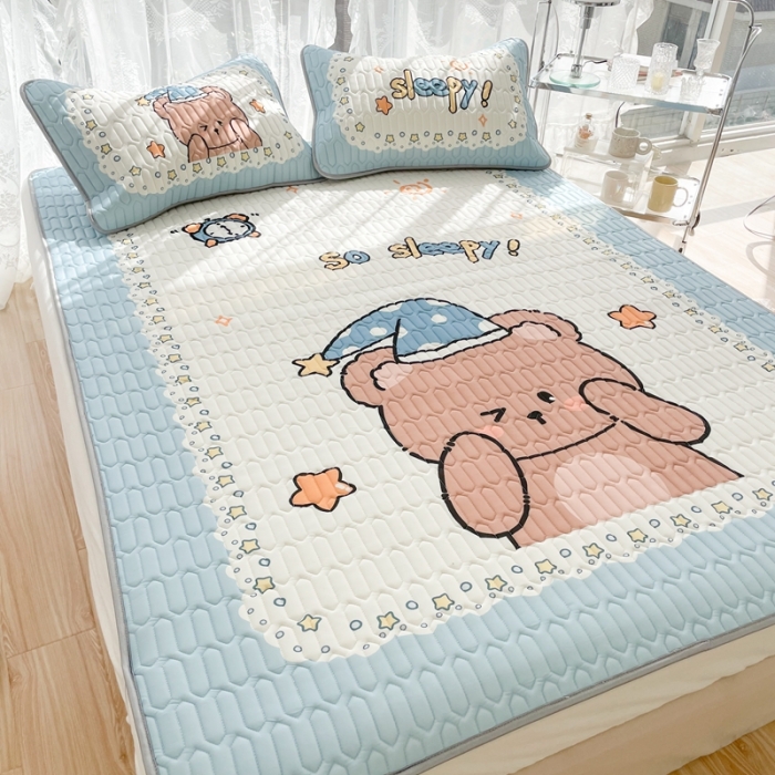 91家纺网 家纺一手货源 找家纺 慕尚 2025新款大版乳胶凉席 开心熊宝