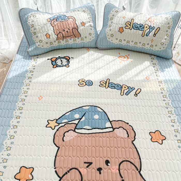 91家纺网 家纺一手货源 找家纺 慕尚 2025新款大版乳胶凉席 开心熊宝