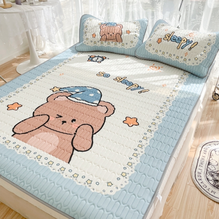 91家纺网 家纺一手货源 找家纺 慕尚 2025新款大版乳胶凉席 开心熊宝