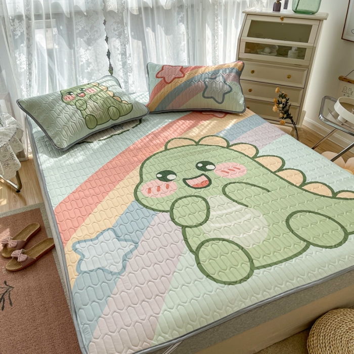 91家纺网 家纺一手货源 找家纺 慕尚 2025新款大版乳胶凉席 可爱恐龙