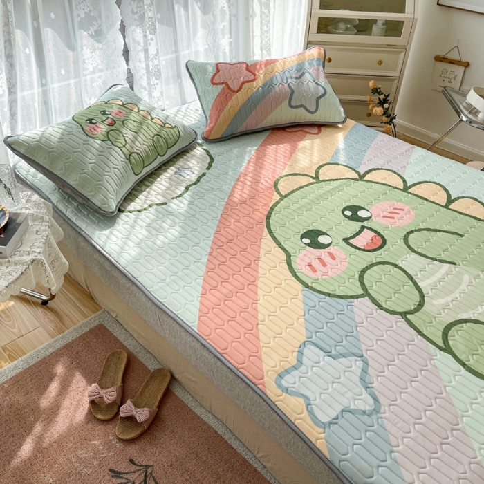 91家纺网 家纺一手货源 找家纺 慕尚 2025新款大版乳胶凉席 可爱恐龙