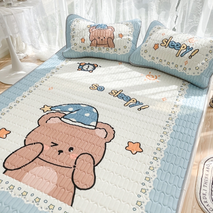 91家纺网 家纺一手货源 找家纺 慕尚 2025新款大版乳胶凉席 开心熊宝