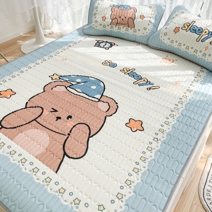 91家纺网 家纺一手货源 找家纺 慕尚 2025新款大版乳胶凉席 开心熊宝