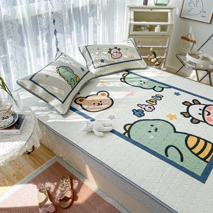 91家纺网 家纺一手货源 找家纺 慕尚 2025新款大版乳胶凉席 快乐伙伴