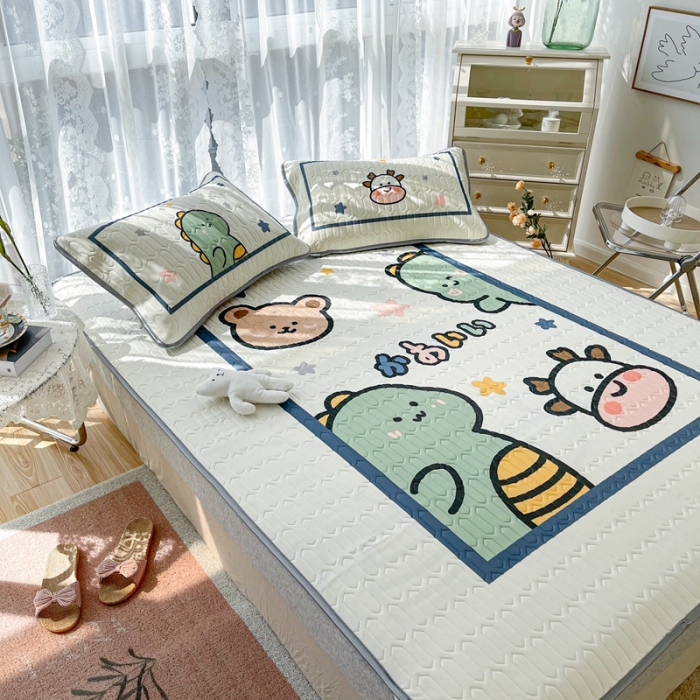 91家纺网 家纺一手货源 找家纺 慕尚 2025新款大版乳胶凉席 快乐伙伴