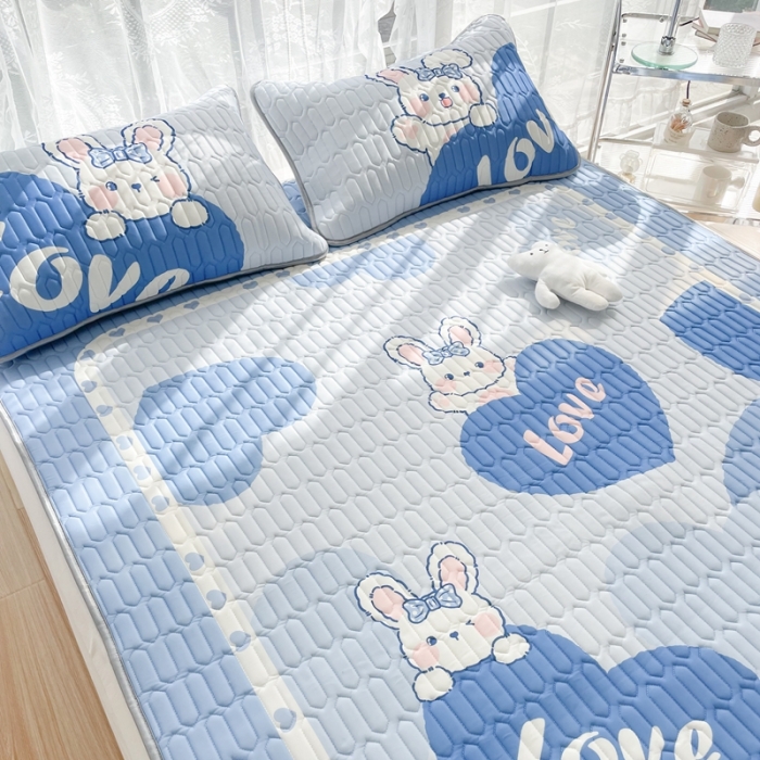 91家纺网 家纺一手货源 找家纺 慕尚 2025新款大版乳胶凉席 么么小兔