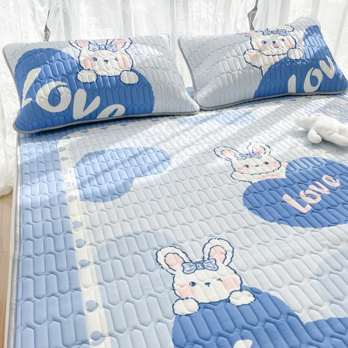 91家纺网 家纺一手货源 找家纺 慕尚 2025新款大版乳胶凉席 么么小兔