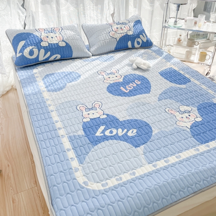 91家纺网 家纺一手货源 找家纺 慕尚 2025新款大版乳胶凉席 么么小兔