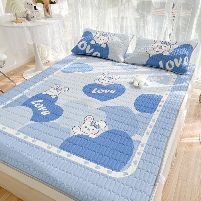 91家纺网 家纺一手货源 找家纺 慕尚 2025新款大版乳胶凉席 么么小兔