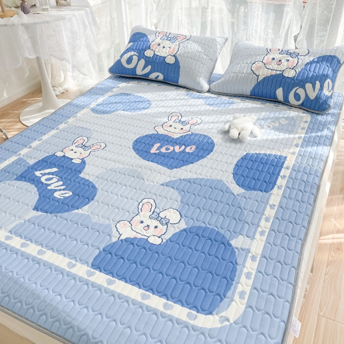 91家纺网 家纺一手货源 找家纺 慕尚 2025新款大版乳胶凉席 么么小兔