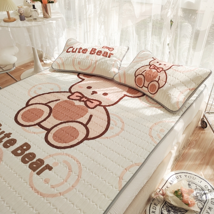 91家纺网 家纺一手货源 找家纺 慕尚 2025新款大版乳胶凉席 萌萌熊