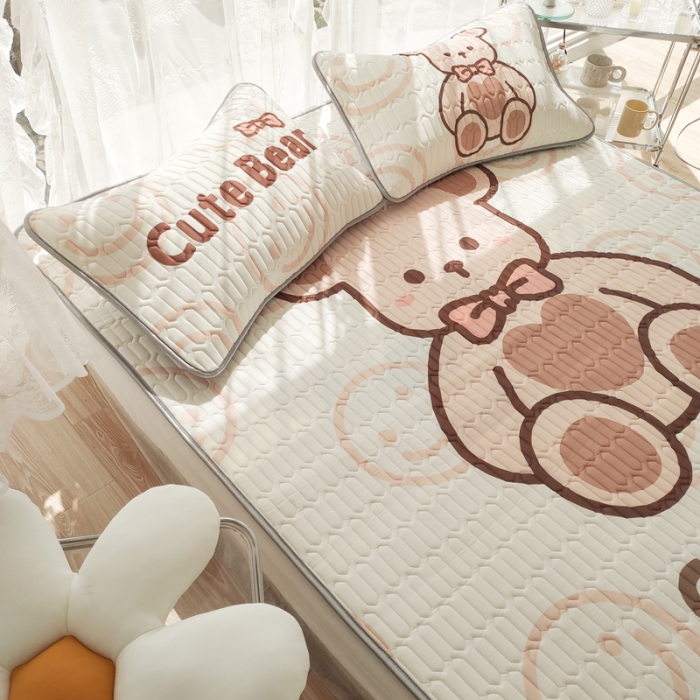 91家纺网 家纺一手货源 找家纺 慕尚 2025新款大版乳胶凉席 萌萌熊