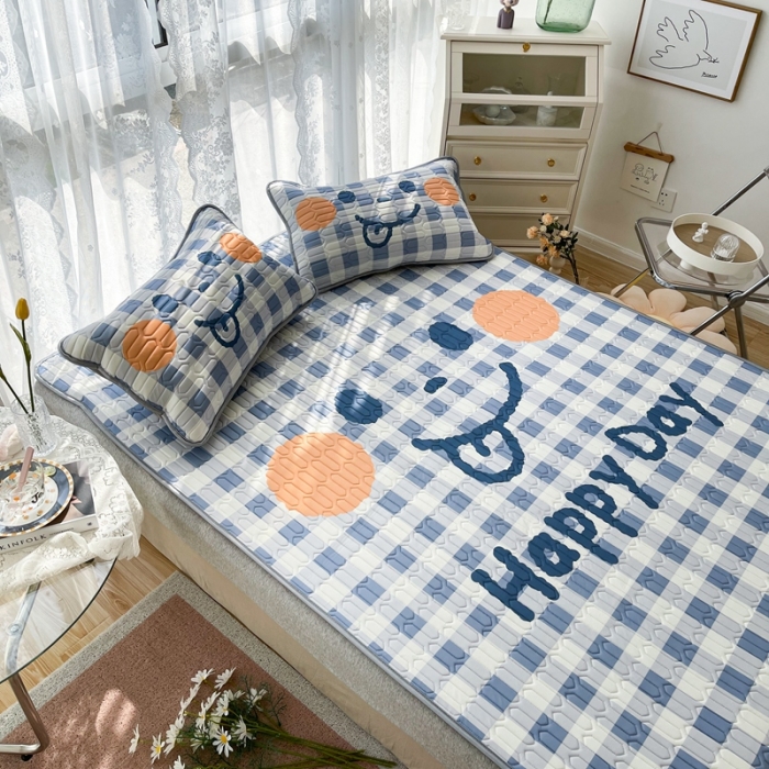 91家纺网 家纺一手货源 找家纺 慕尚 2025新款大版乳胶凉席 笑脸