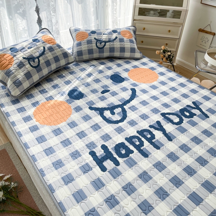 91家纺网 家纺一手货源 找家纺 慕尚 2025新款大版乳胶凉席 笑脸