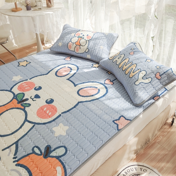 91家纺网 家纺一手货源 找家纺 慕尚 2025新款大版乳胶凉席 星星兔