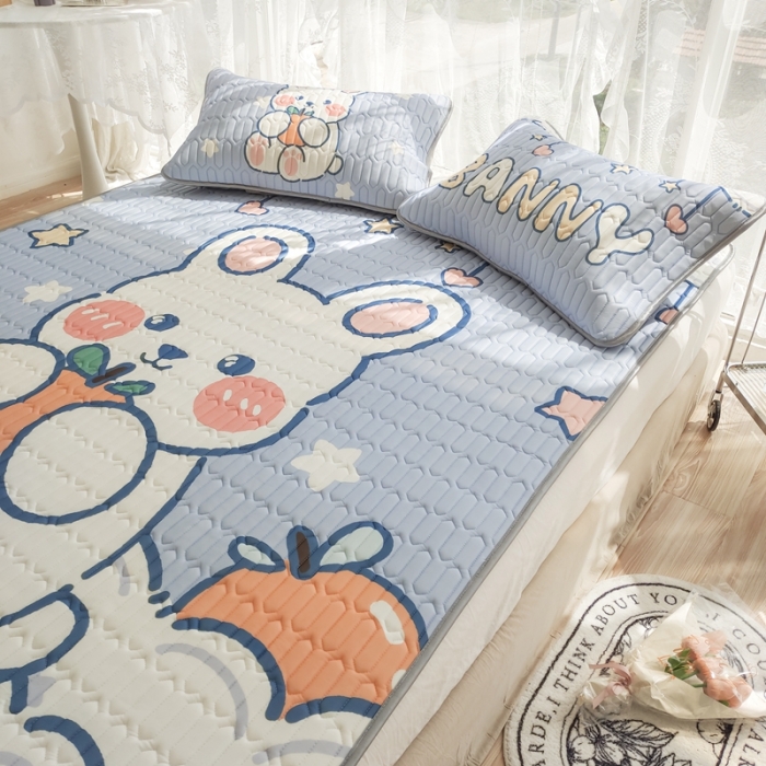 91家纺网 家纺一手货源 找家纺 慕尚 2025新款大版乳胶凉席 星星兔