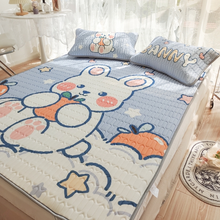 91家纺网 家纺一手货源 找家纺 慕尚 2025新款大版乳胶凉席 星星兔