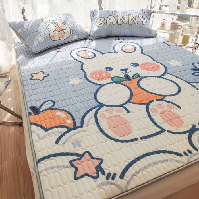 91家纺网 家纺一手货源 找家纺 慕尚 2025新款大版乳胶凉席 星星兔