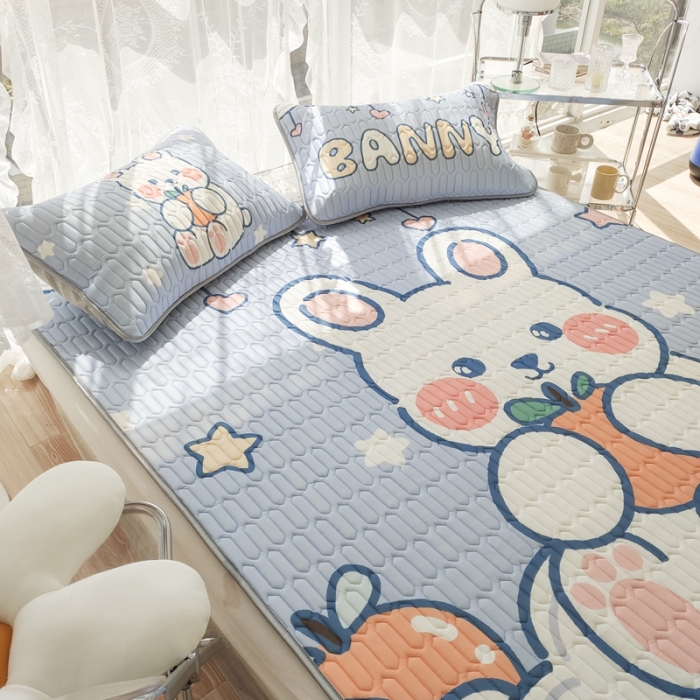 91家纺网 家纺一手货源 找家纺 慕尚 2025新款大版乳胶凉席 星星兔