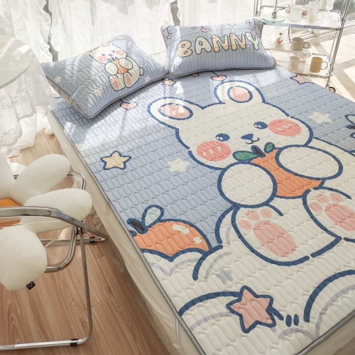 91家纺网 家纺一手货源 找家纺 慕尚 2025新款大版乳胶凉席 星星兔