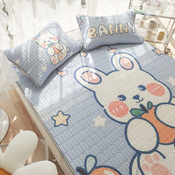 91家纺网 家纺一手货源 找家纺 慕尚 2025新款大版乳胶凉席 星星兔