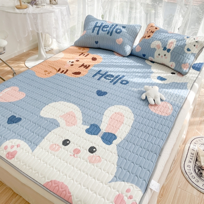 91家纺网 家纺一手货源 找家纺 慕尚 2025新款大版乳胶凉席 hello老虎