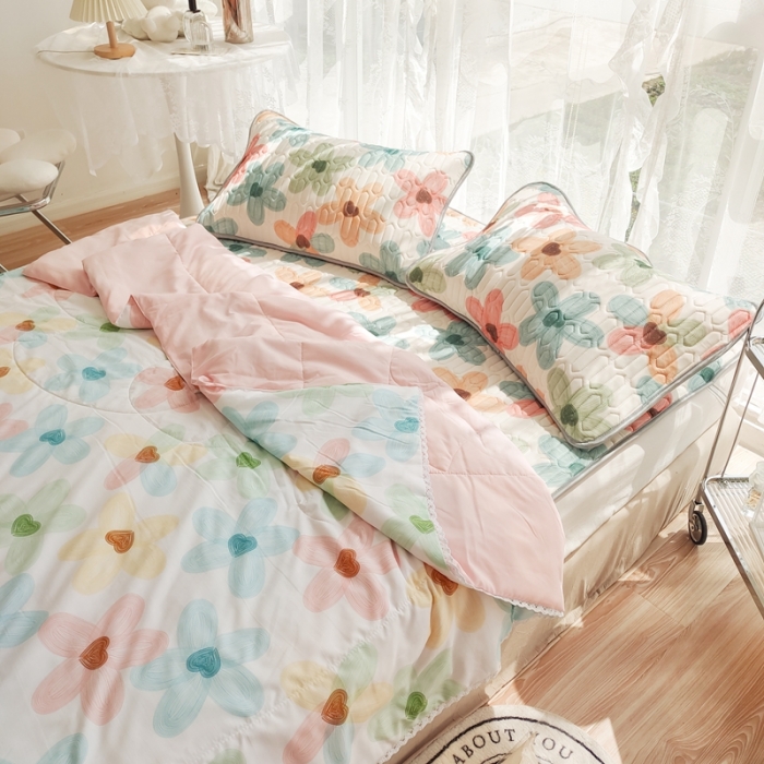 91家纺网 家纺一手货源 找家纺 （总）慕尚 2025新款乳胶凉席水洗棉夏被三件套四件套