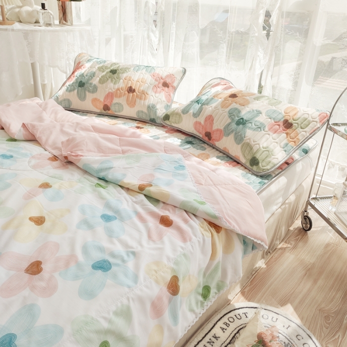 91家纺网 家纺一手货源 找家纺 （总）慕尚 2025新款乳胶凉席水洗棉夏被三件套四件套