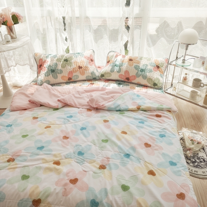 91家纺网 家纺一手货源 找家纺 （总）慕尚 2025新款乳胶凉席水洗棉夏被三件套四件套