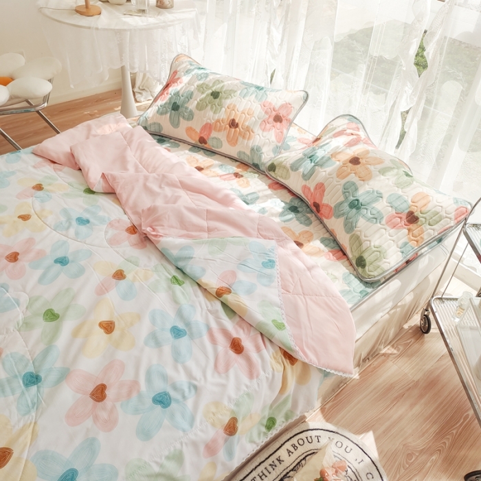 91家纺网 家纺一手货源 找家纺 （总）慕尚 2025新款乳胶凉席水洗棉夏被三件套四件套