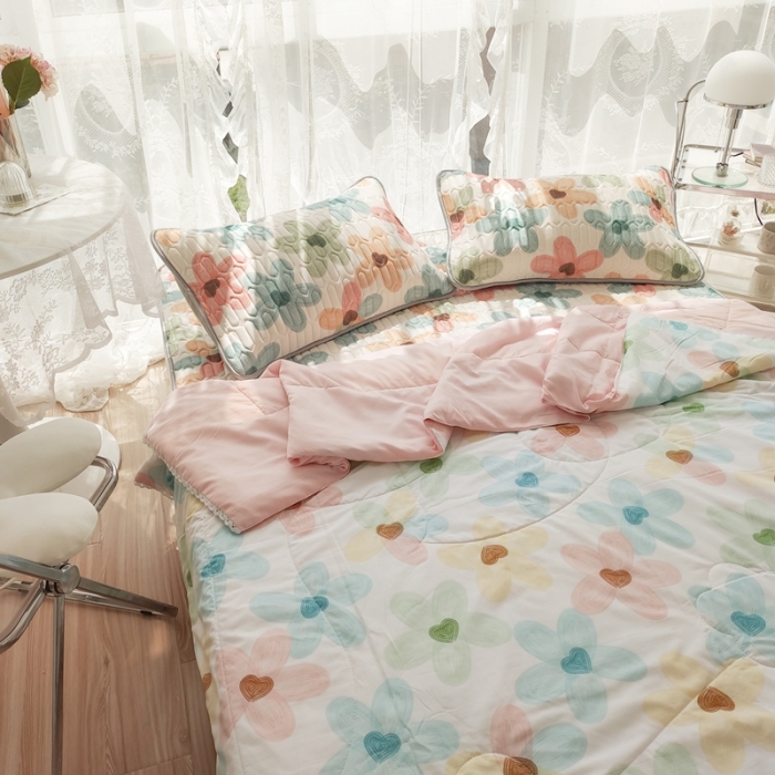 91家纺网 家纺一手货源 找家纺 （总）慕尚 2025新款乳胶凉席水洗棉夏被三件套四件套