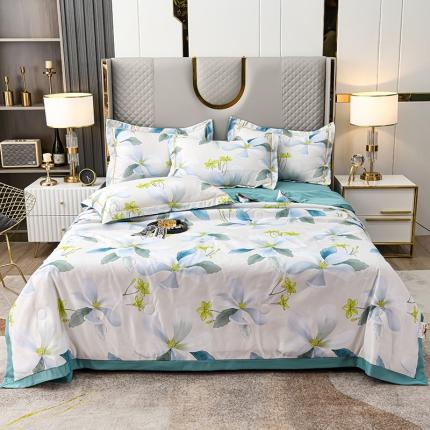 91家纺网 家纺一手货源 找家纺 雨洋 2025新款乐感丝夏被四件套 冰清玉洁