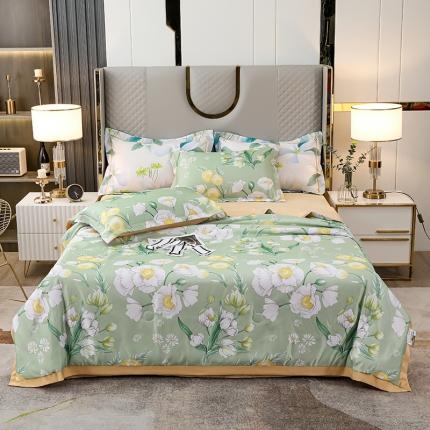 91家纺网 家纺一手货源 找家纺 雨洋 2025新款乐感丝夏被四件套 花都