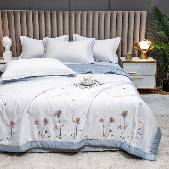 91家纺网 家纺一手货源 找家纺 澳梵 2022新款莫代尔绣花夏被四件套 琉璃