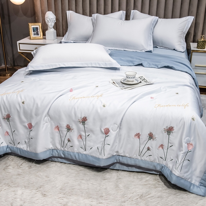 91家纺网 家纺一手货源 找家纺 澳梵 2022新款莫代尔绣花夏被四件套 琉璃