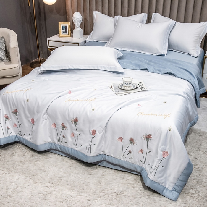 91家纺网 家纺一手货源 找家纺 澳梵 2022新款莫代尔绣花夏被四件套 琉璃