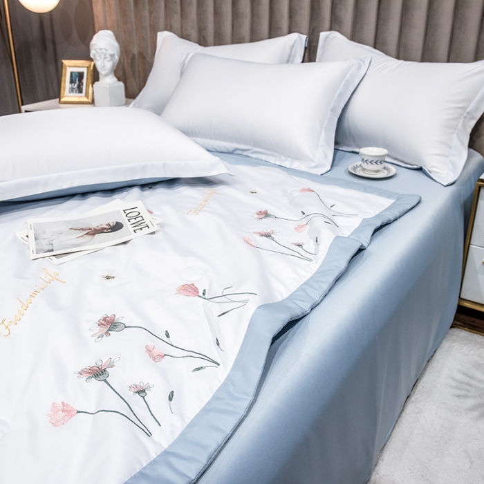 91家纺网 家纺一手货源 找家纺 澳梵 2022新款莫代尔绣花夏被四件套 琉璃