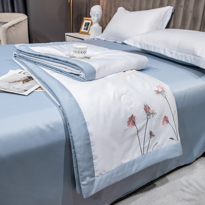 91家纺网 家纺一手货源 找家纺 澳梵 2022新款莫代尔绣花夏被四件套 琉璃