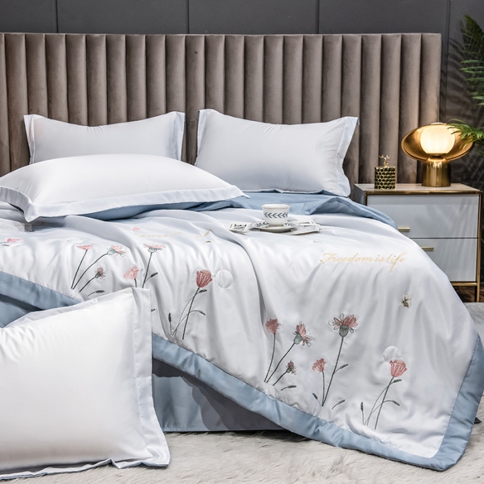 91家纺网 家纺一手货源 找家纺 澳梵 2022新款莫代尔绣花夏被四件套 琉璃