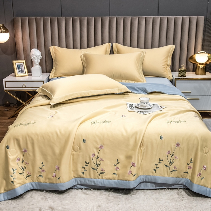 91家纺网 家纺一手货源 找家纺 澳梵 2022新款莫代尔绣花夏被四件套 梦晚