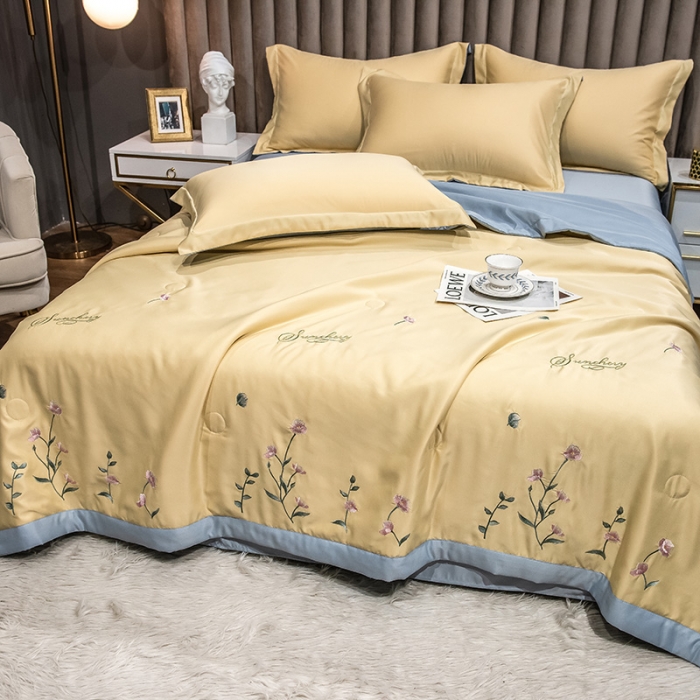 91家纺网 家纺一手货源 找家纺 澳梵 2022新款莫代尔绣花夏被四件套 梦晚