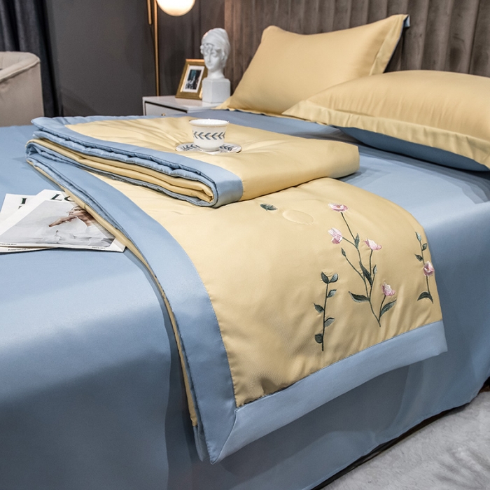 91家纺网 家纺一手货源 找家纺 澳梵 2022新款莫代尔绣花夏被四件套 梦晚