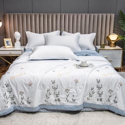 91家纺网 家纺一手货源 找家纺 澳梵 2022新款莫代尔绣花夏被四件套 青雅