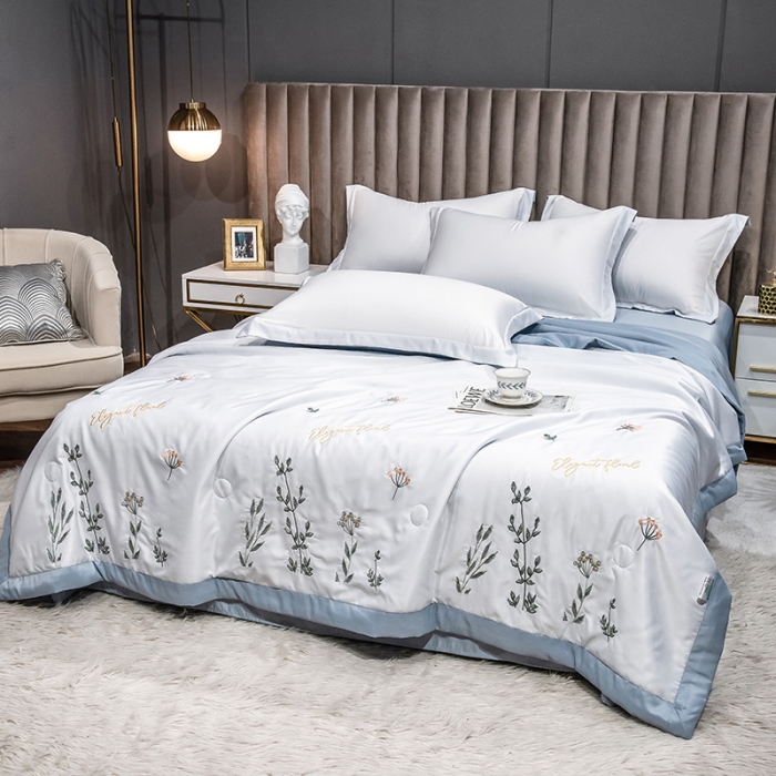 91家纺网 家纺一手货源 找家纺 澳梵 2022新款莫代尔绣花夏被四件套 青雅