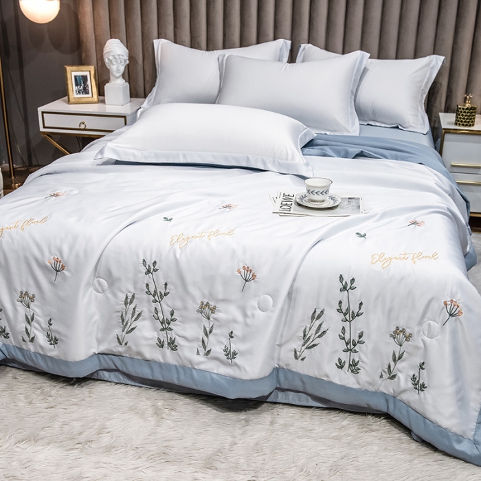 91家纺网 家纺一手货源 找家纺 澳梵 2022新款莫代尔绣花夏被四件套 青雅