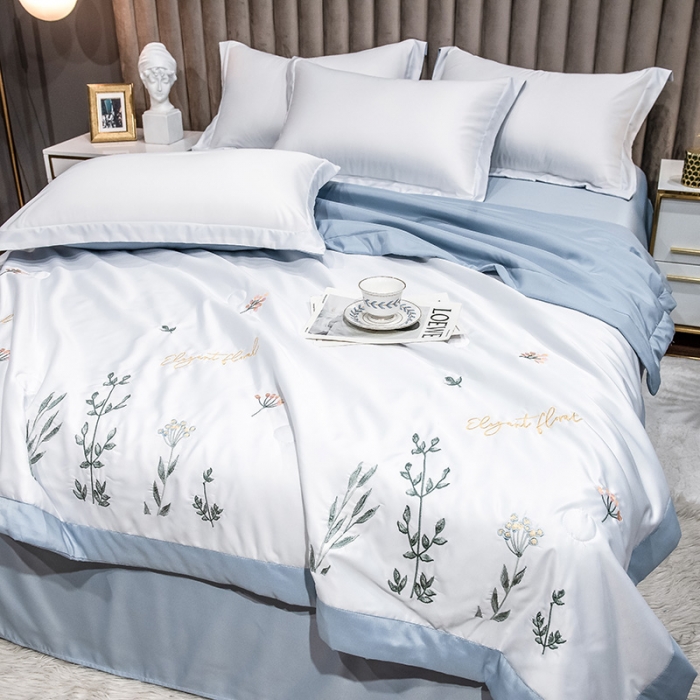 91家纺网 家纺一手货源 找家纺 澳梵 2022新款莫代尔绣花夏被四件套 青雅