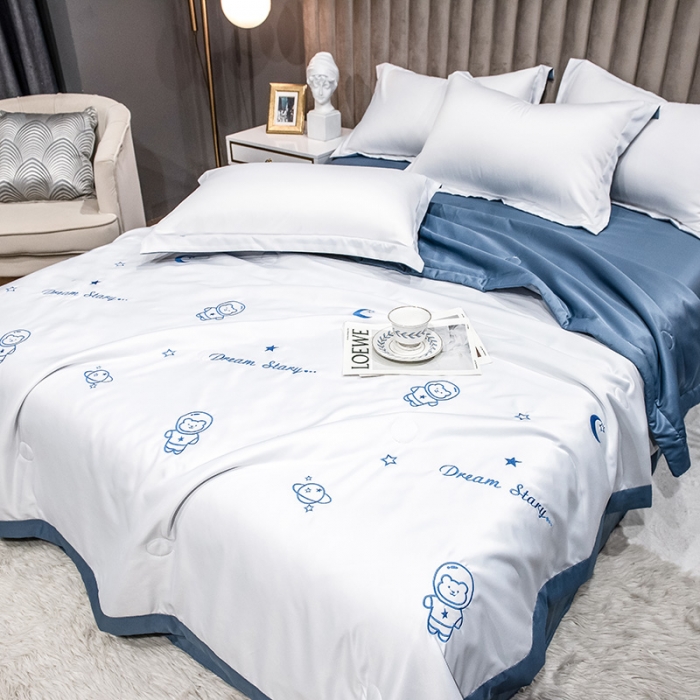 91家纺网 家纺一手货源 找家纺 澳梵 2022新款莫代尔绣花夏被四件套 月球世界