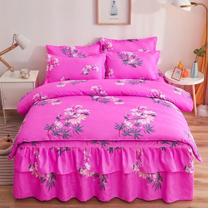 91家纺网 家纺一手货源 找家纺 柔享家（原芷澜家纺） 2025新款双边床裙四件套 春风里